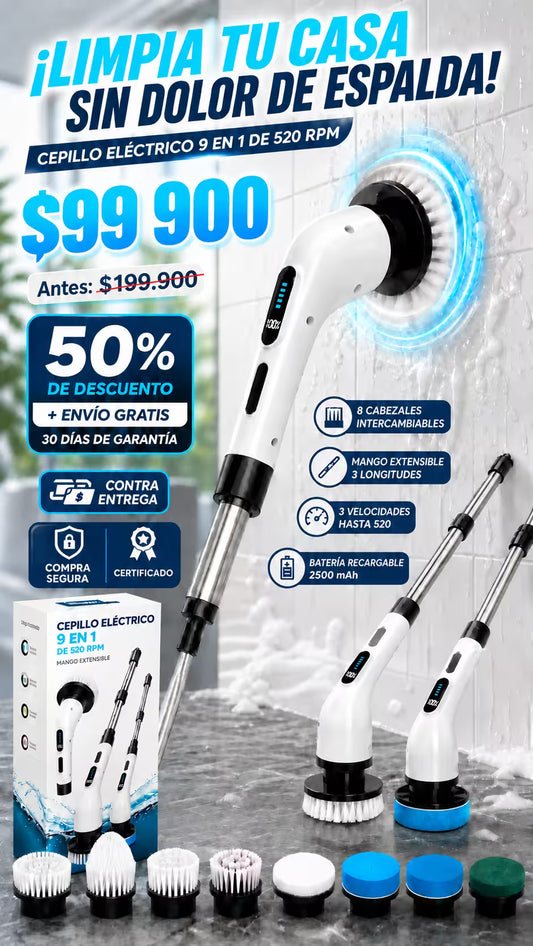 Cepillo Electrico 9 en 1 | MENOS ESFUERZO. MÁS LIMPIEZA